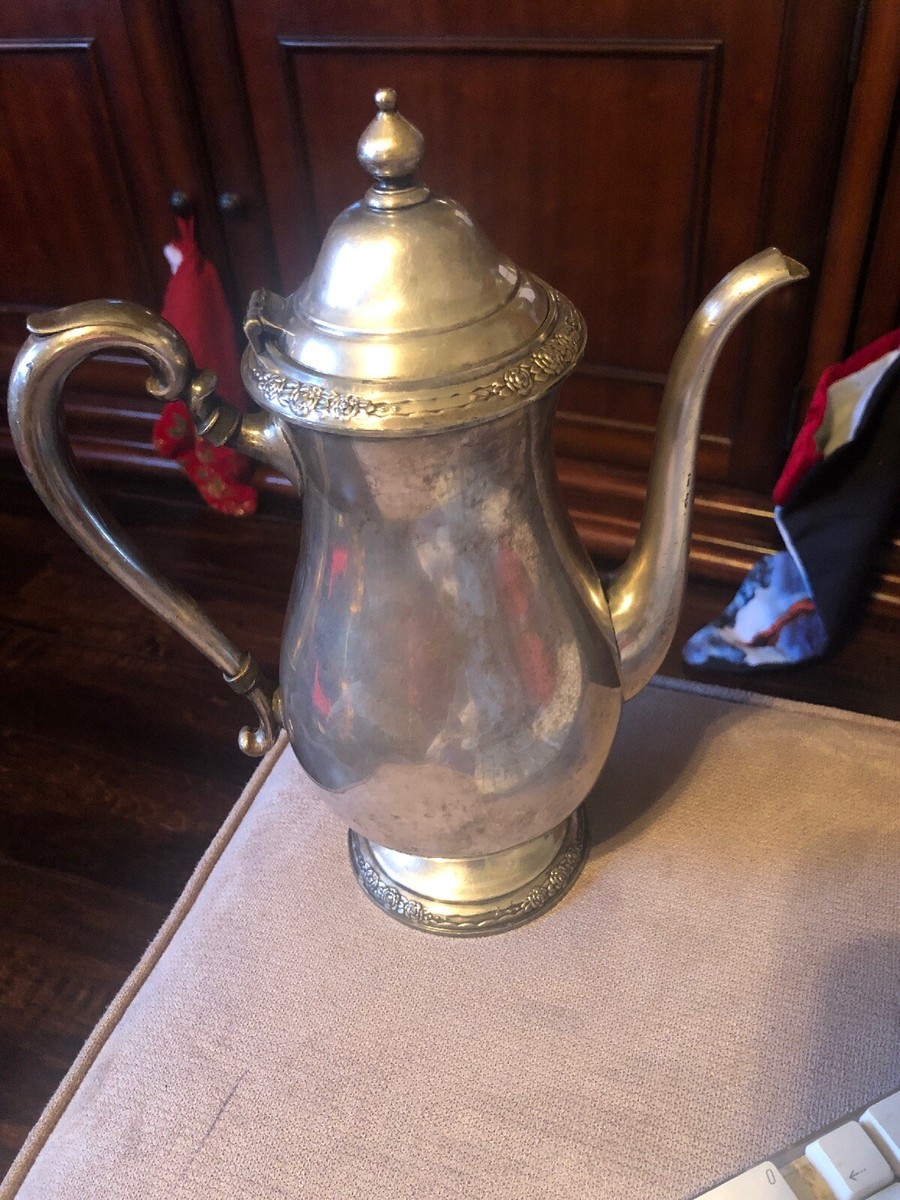VINTAGE ANTIQUE SILVER TEA POT CAMILLE BRAND #6001 INTERNATIONAL