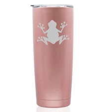 Rose Gold Double Wall Insulated Stainless Steel Tumbler Travel Mug Frog