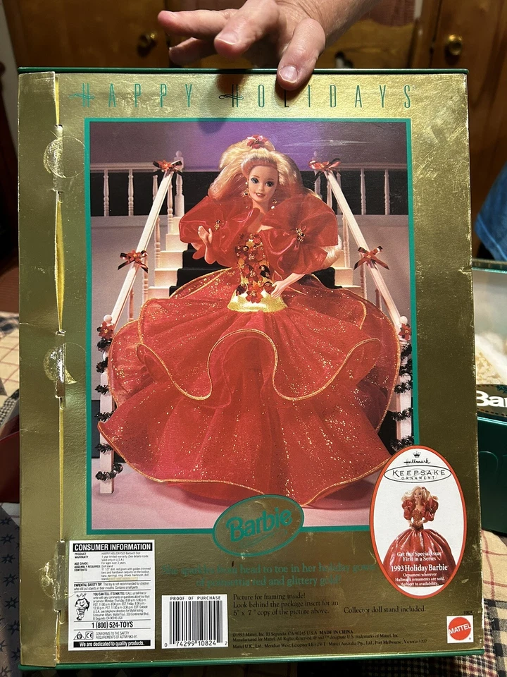 Винтажная праздничная Барби 1993 г. — коллекционная — отличная цена — платье-пуансетка 2 - Изображение 2 из 2
