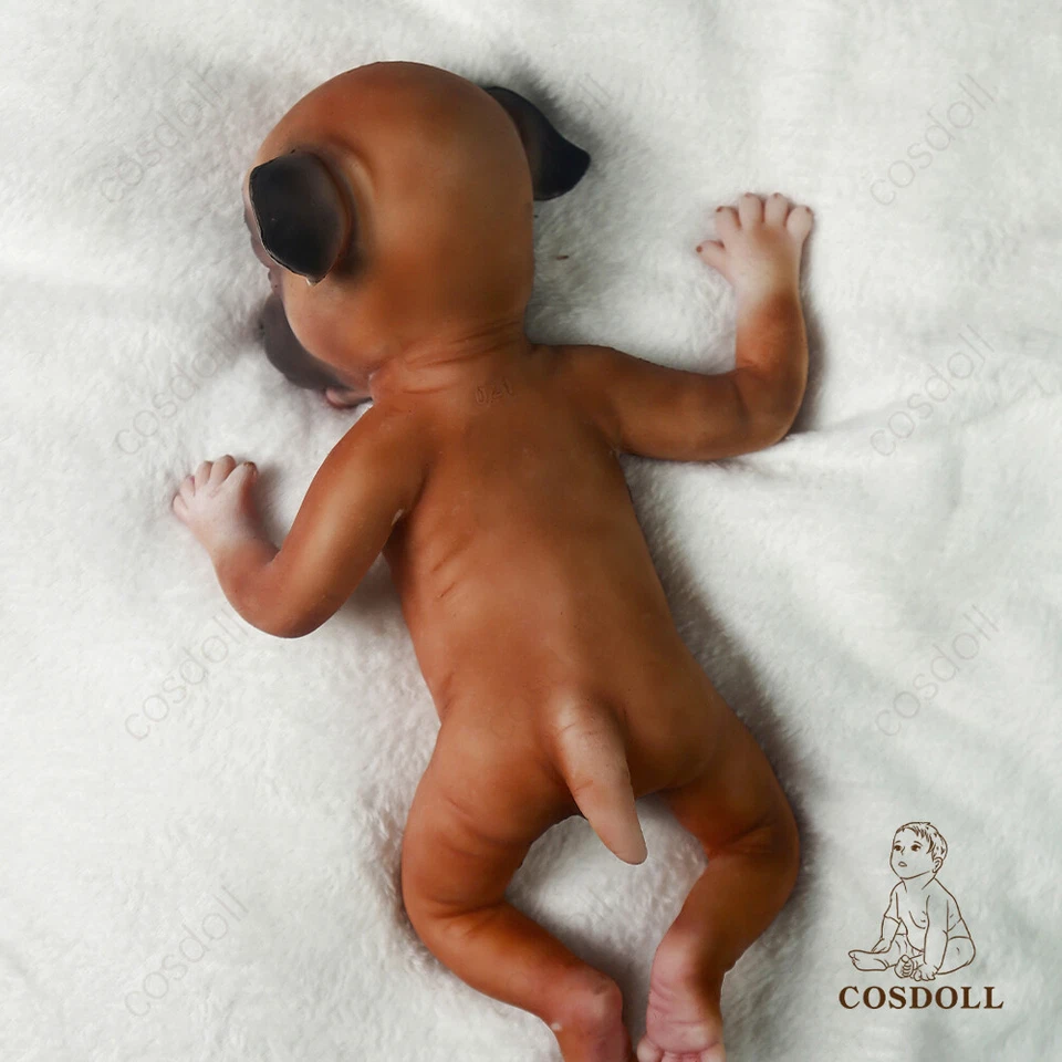 13.7" Soft Silicone Yellow Dog Reborn Puppies Doll Lifelike Handmade Dog Dolls - Image 3 of 4