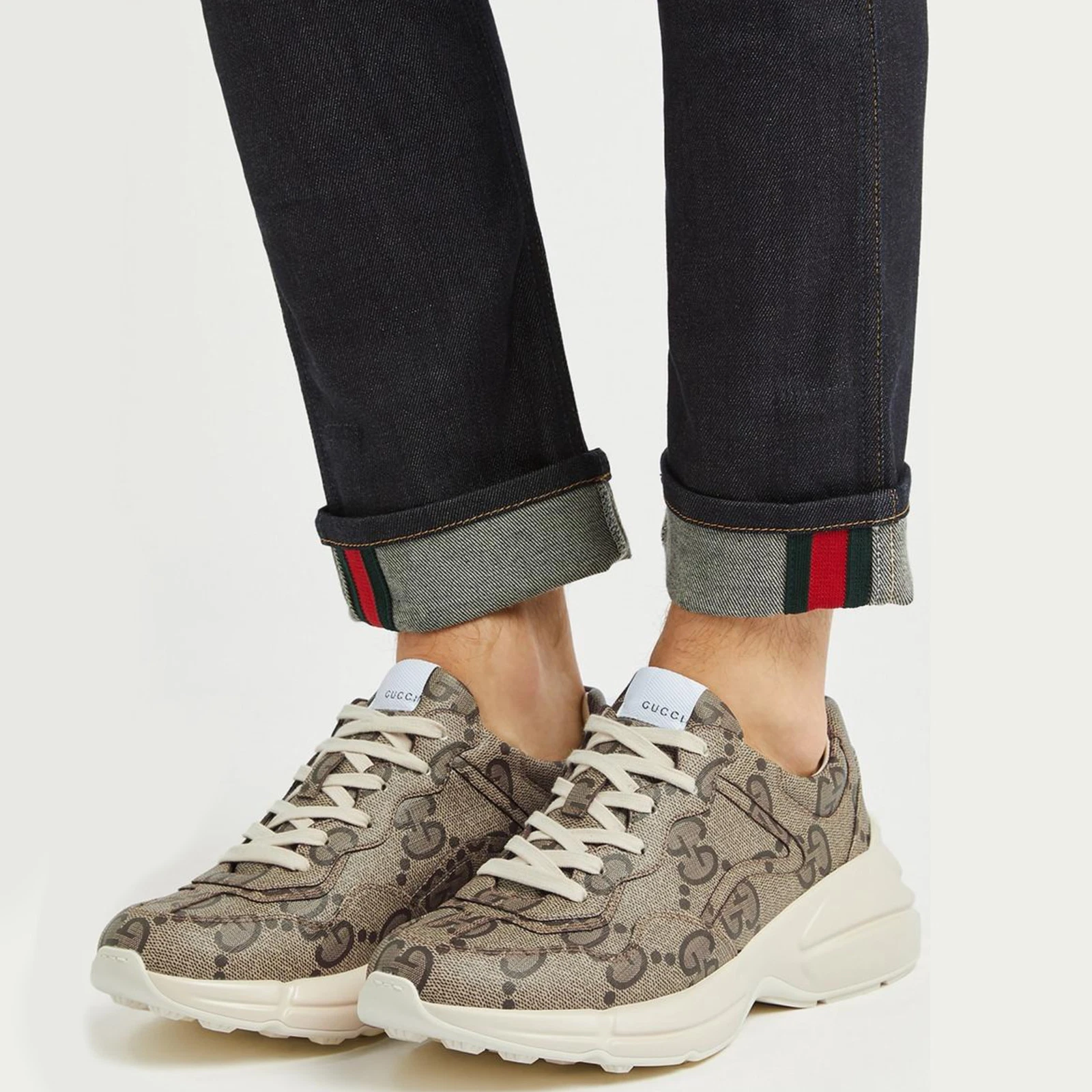 BASKETS GUCCI RHYTON GG LOGO SUPREME TOILE CHAUSSURES taille 9 9,5