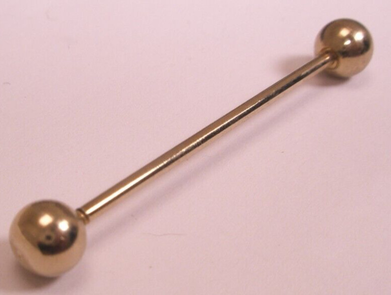 1-11/16" Screw-On Ball Ends Gold Tone Vintage Collar Bar in box L261