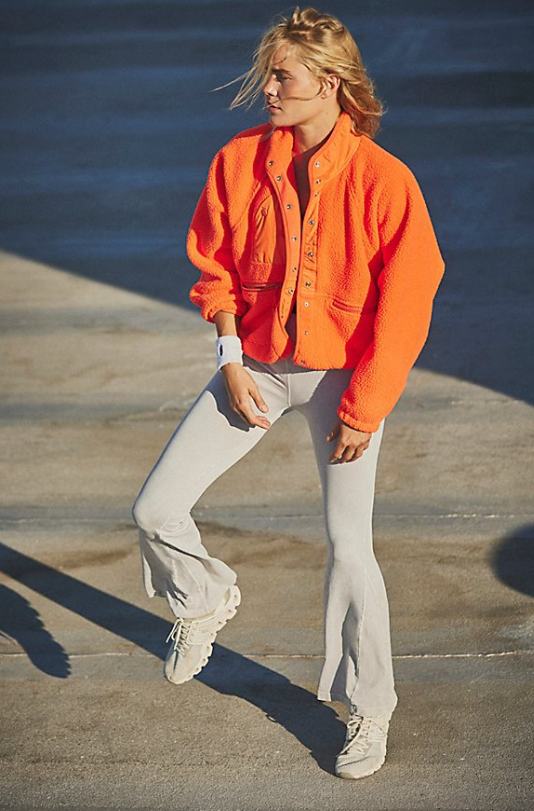 FREE PEOPLE Movement 'Hit The Slopes' Fleece Jacket, Neon Coral X
