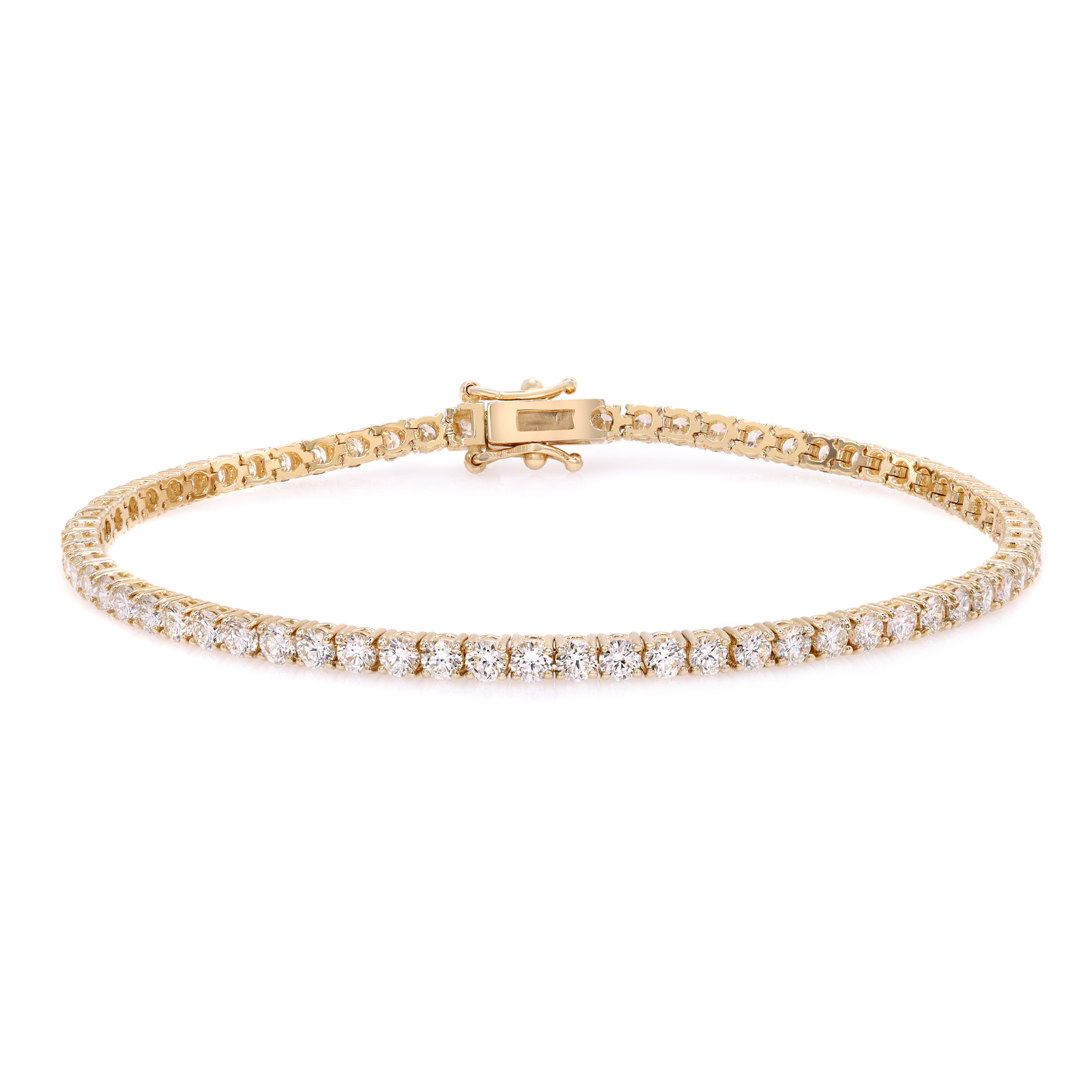 Rachel Koen Prong Set Diamond Tennis Bracelet 14K Yellow Gold 3.40Cttw 7 Inches