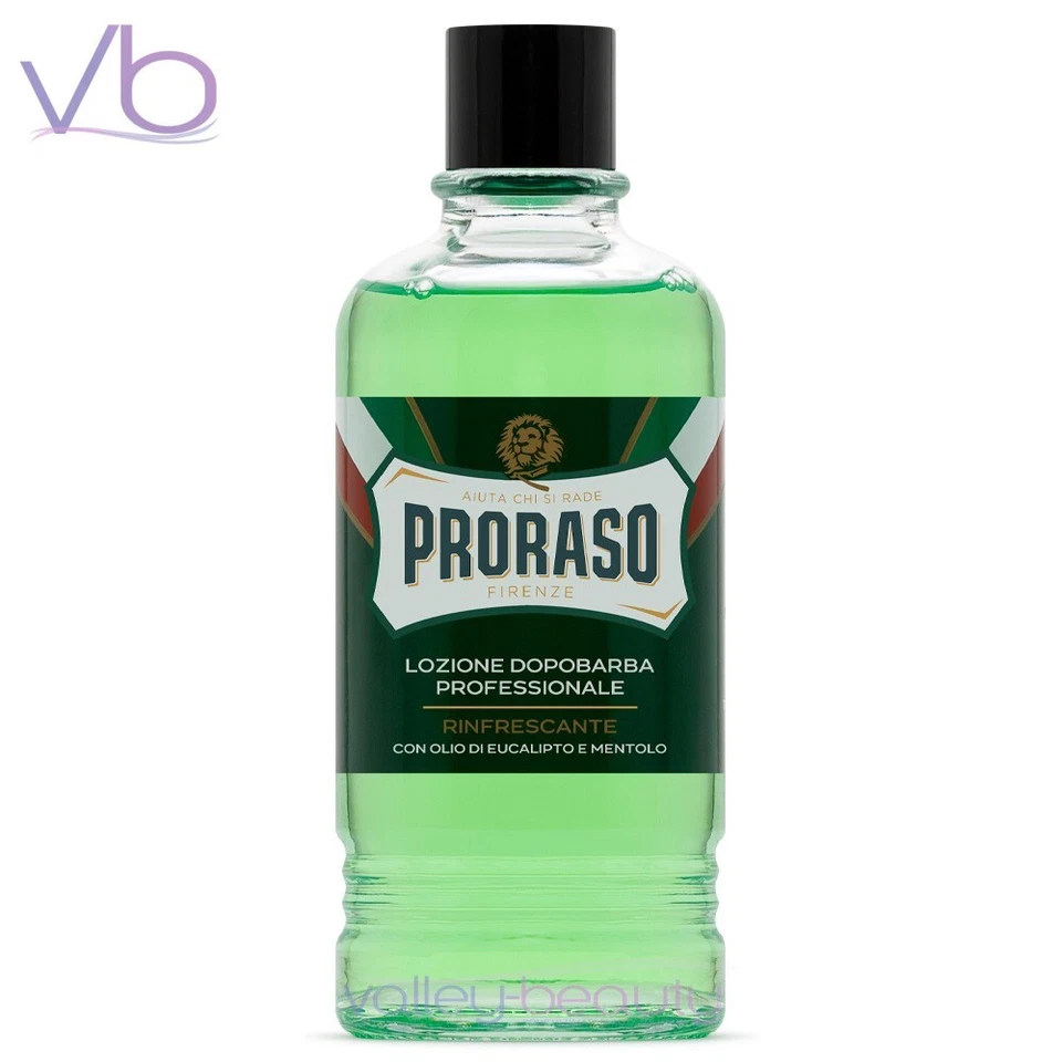 Loção pós-barba verde PRORASO com eucalipto e mentol tamanho barbeiro, 400ml NOVA - Imagem 2 de 3