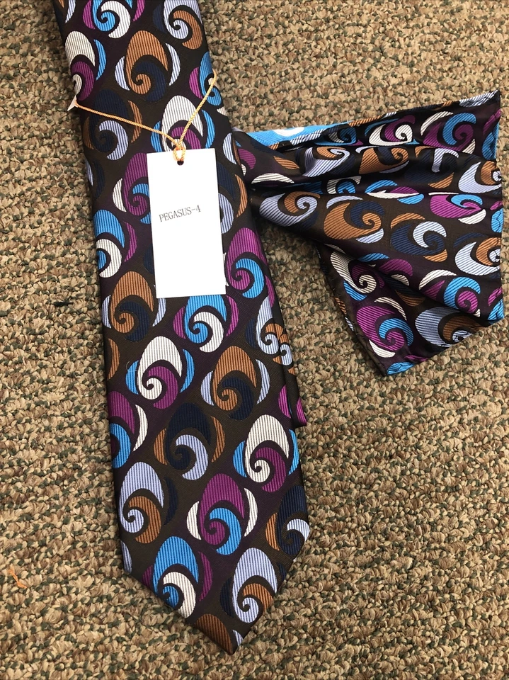 VERSE 9 CONJUNTO DE PAÑUELOS CORBATA DISEÑO SEDA ESTAMPADO MODA MULTICOLOR PEGASO-4 Foto 4 de 4