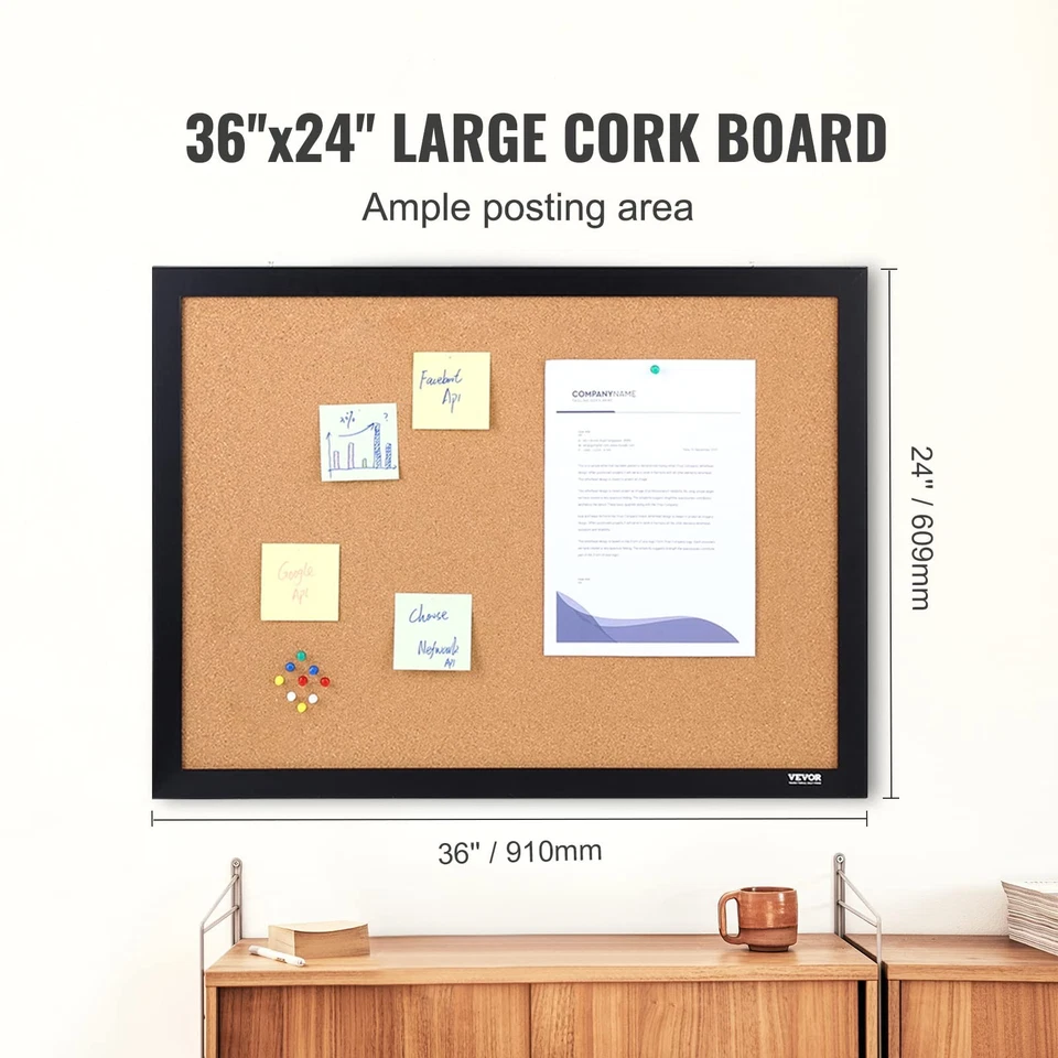 VEVOR 36 x 24 Inch Cork Board with Durable Frame for Home Office Use - Image 3 of 4