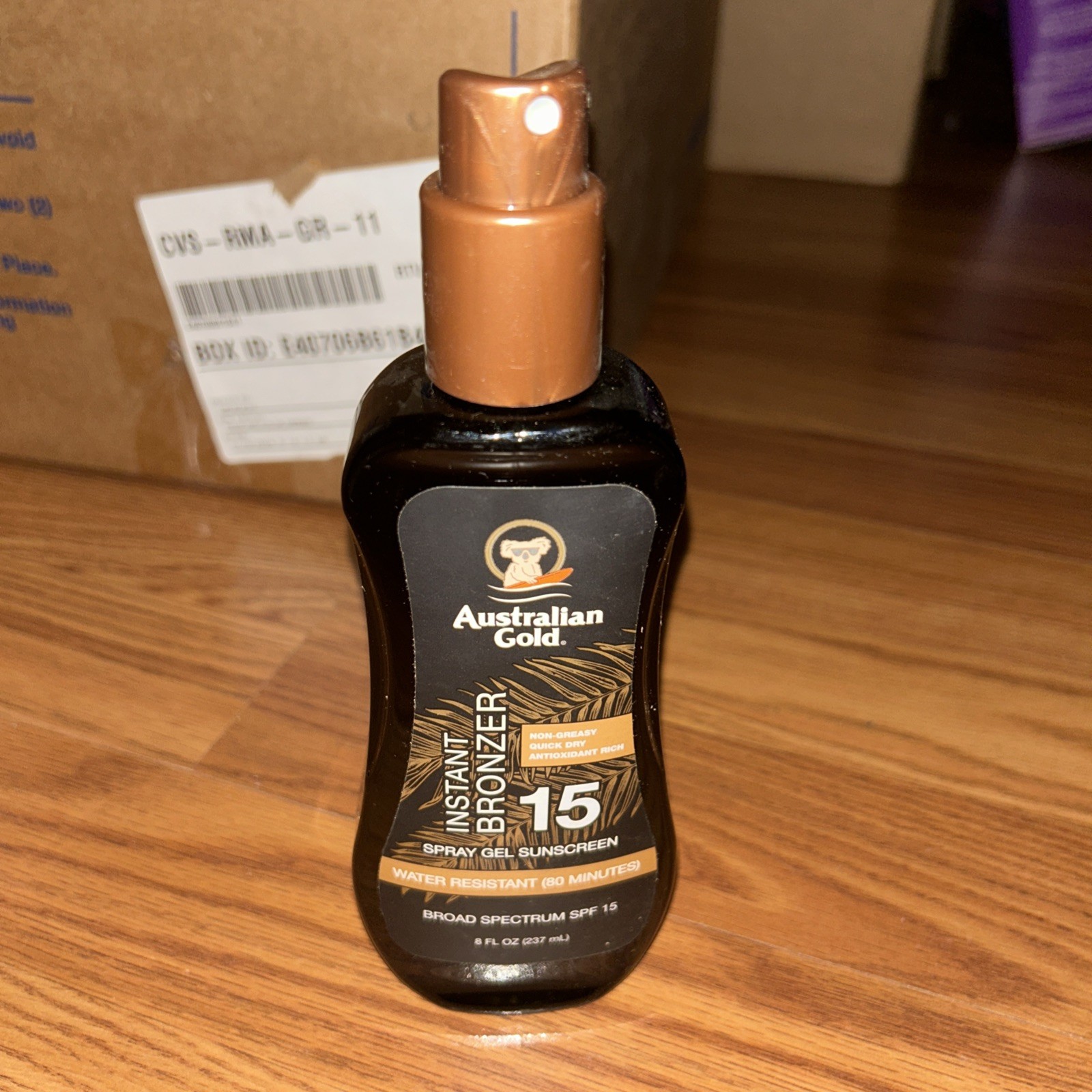 Australian Gold Spray Gel Sunscreen SPF 15 with Instant Bronzer 8 oz Moisturizing Formula