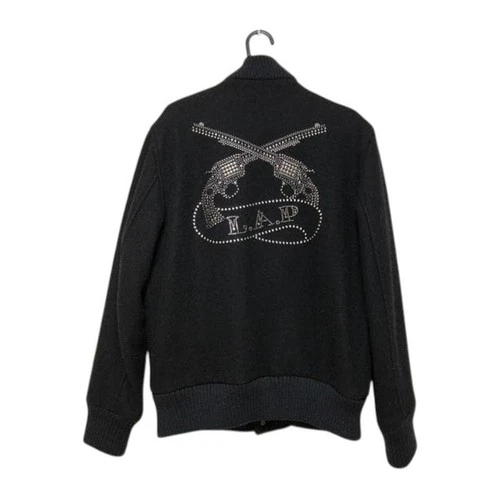 roar x Schott Heavy Wool Blouson Jacket Rhinestone Cross Gun 36 Made in USA video thumbnail