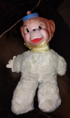vtg Plush Monkey Bellhop Chimp Rubber Face toy 1950s