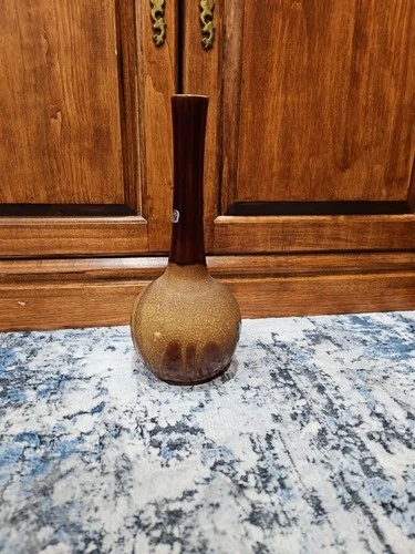 Mid-century Royal Haegar Brown Vase Drip Glaze Pottery Lava