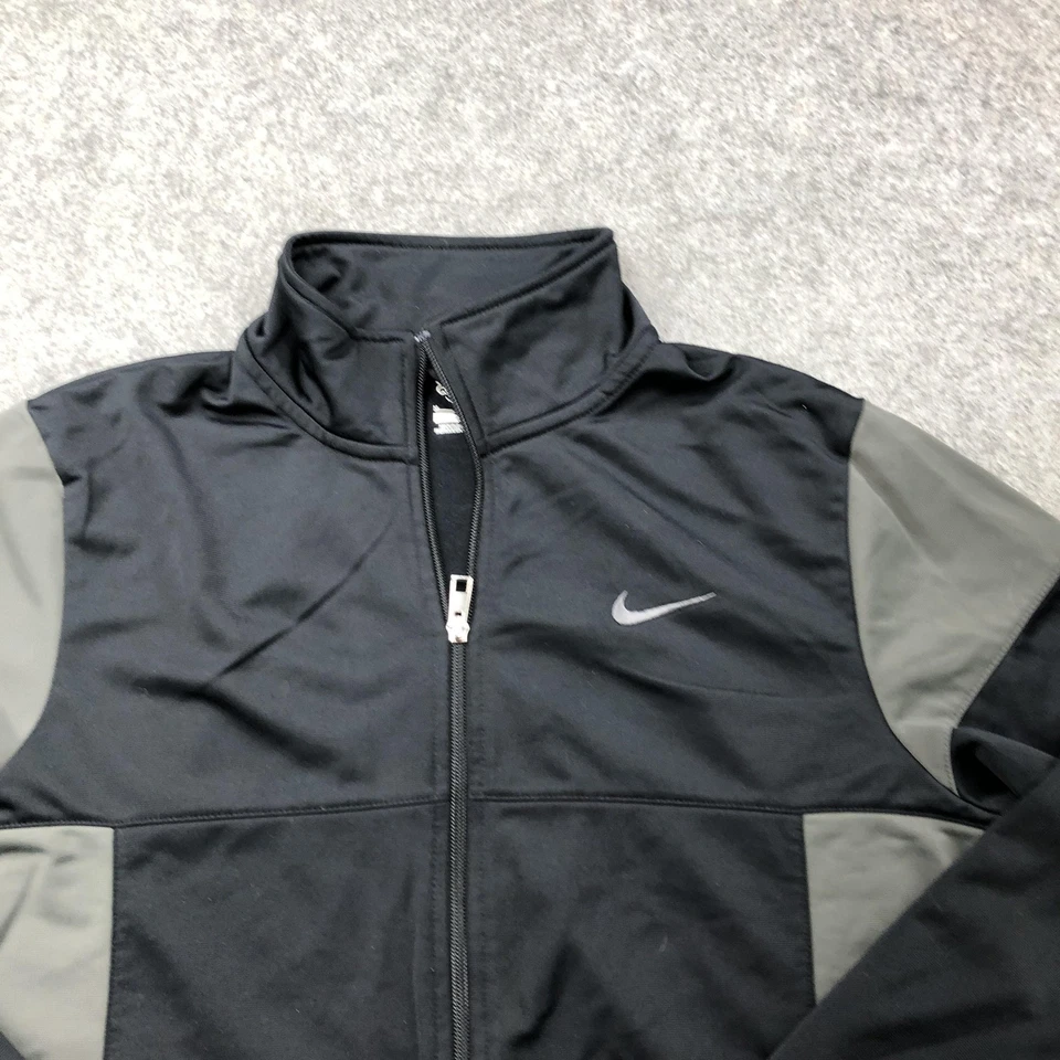 Chaqueta Nike Para Hombre Mediana Negra Gris Cremallera Completa Atlética Pista Atlética Departamento Y2K De Colección Foto 4 de 4