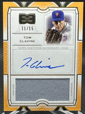 🔥2024 Topps Definitive Collection GAME USED JERSEY PATCH AUTO Tom Glavine 11/15