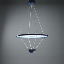 Lampadario Vintage Zonca Metallo Smaltato Bianco Blu Design Anni 80 Originale