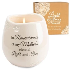 Pavilion Light Your Way Memorial Ceramic Vessel - 100% Soy Wax Candle with "I...