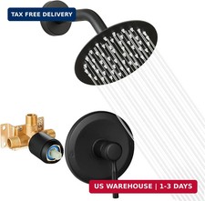 Black Shower Head And Faucet Set Complete With Valve Shower Fixtures With 6 Inch