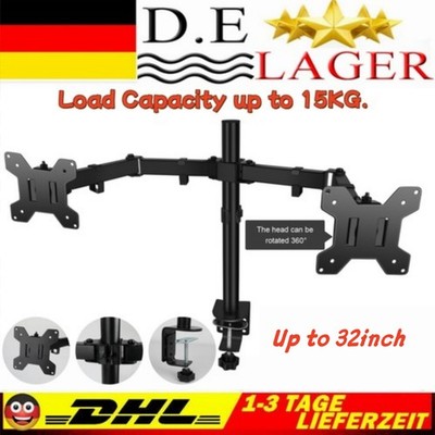 Dual Mount Monitor Stand 2 Arm HD LED Desk Display Bracket LCD Screen TV Holder