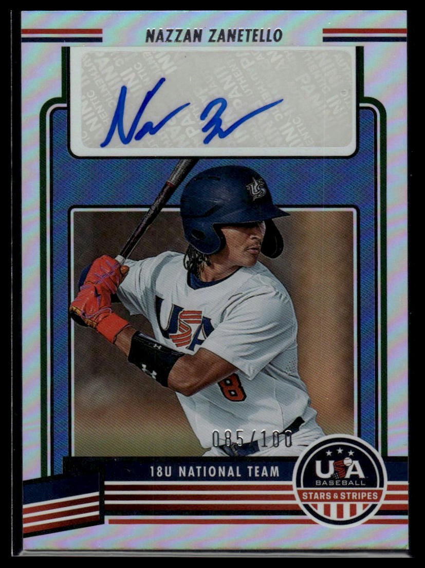 2023 Panini Stars & Stripes USA Baseball #18U2-NZ Nazzan Zanetello Auto #/100