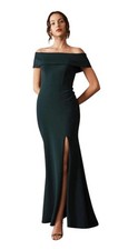 BHLDN Emerald Green Delice Off the Shoulder Formal Gown Dress