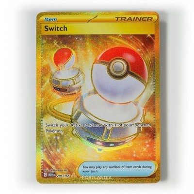 Pokemon - Switch - 206/165 - Scharlachrot & Violett: 151 - Gold Hyper Rare Karte