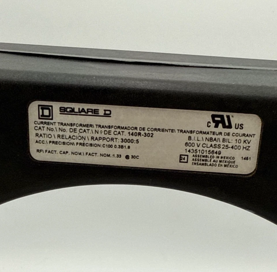 Square D 140R-302 Current Transformer Ratio 3000:5 600V Class 25-400Hz 10KV BIL - Image 2 of 3