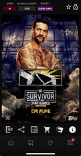 DIGITAL TOPPS WWE SLAM CM Punk SR BLUE SURVIVOR SERIES RELIC Read