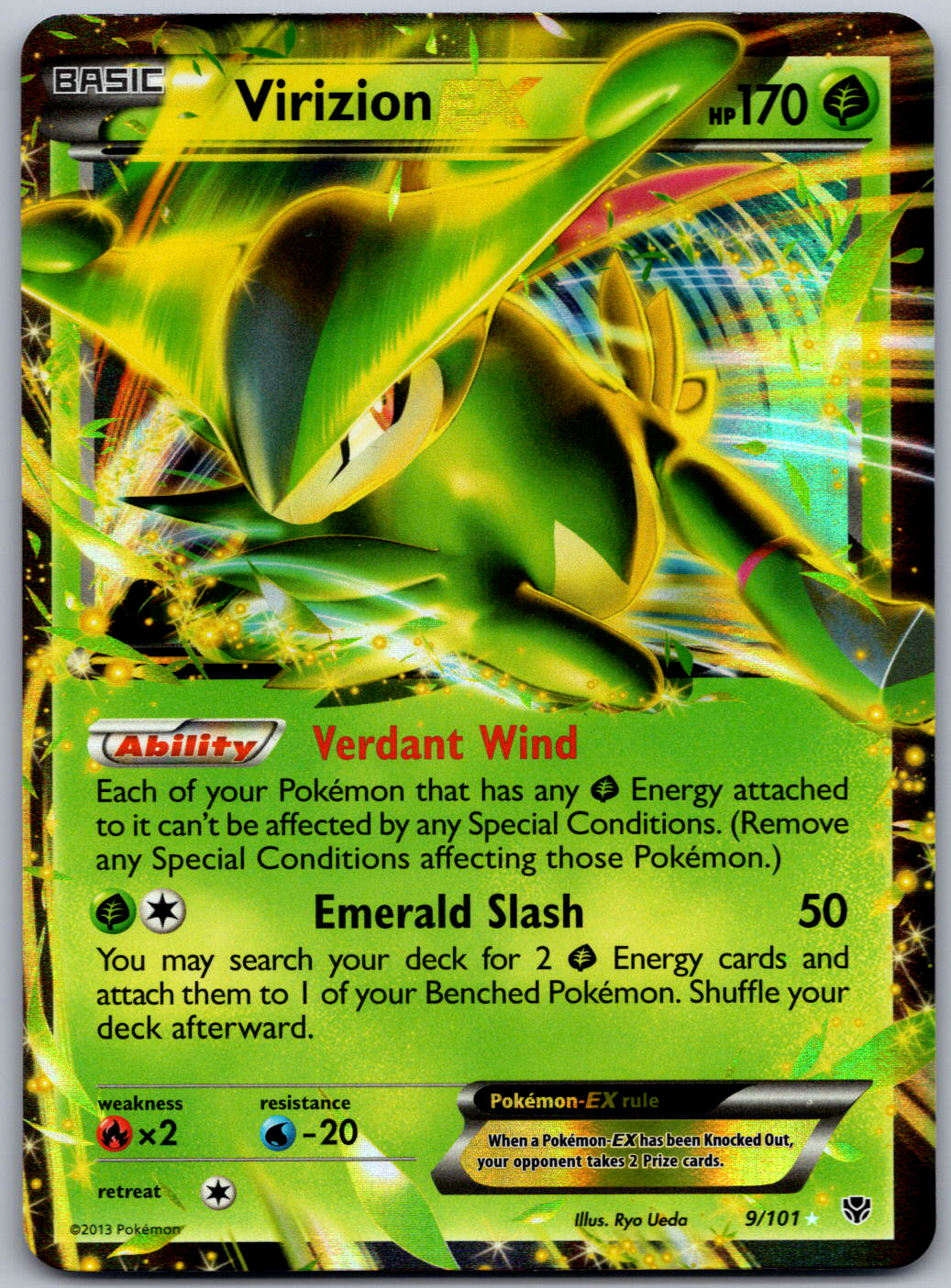 Virizion EX Ultra Rare Plasma Blast Holo 9/101 LP