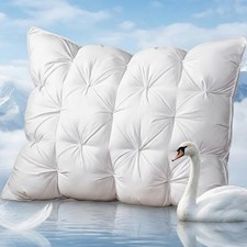 Queen Size Luxury White Goose Down Pillow,800 Fill Power Fluffy and Soft Hote...