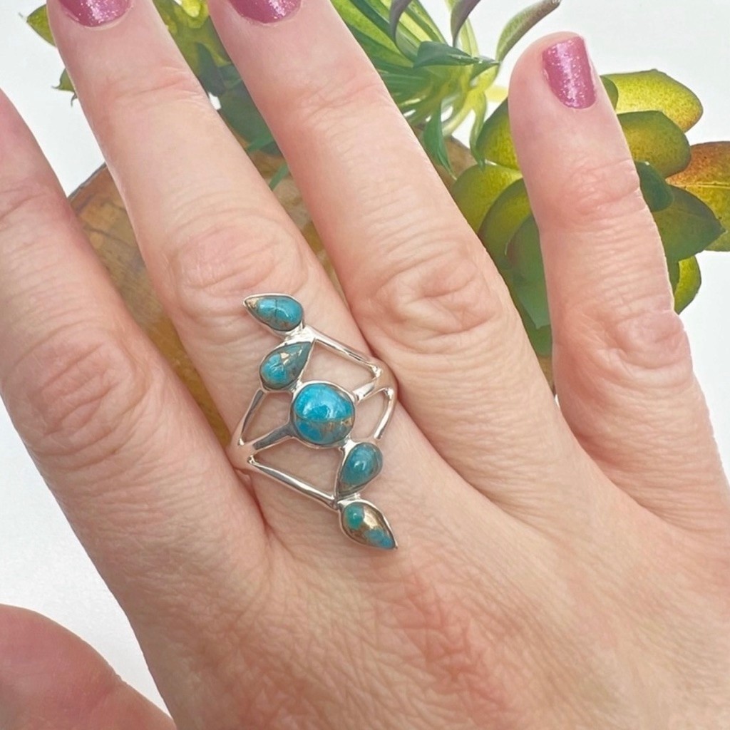 Solid Sterling Silver 925 Turquoise Ring Size 10 … - image 3