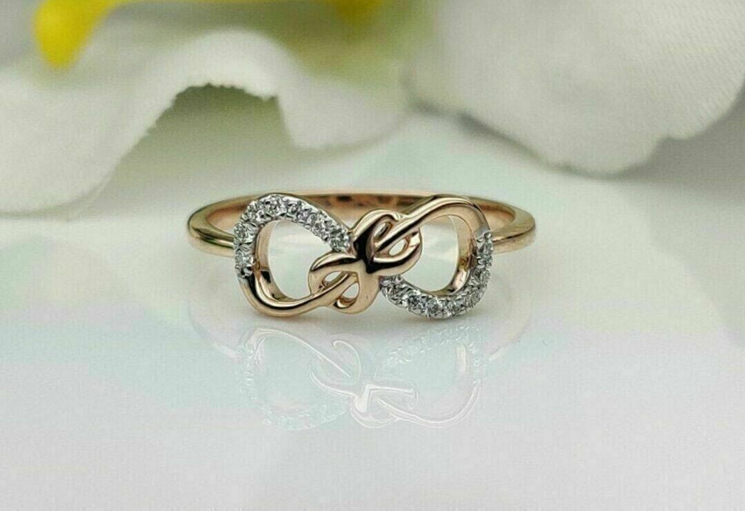 Round Cut Simulated Diamond Pretty Wedding Infinity Ring In 14k Rose Gold Plated