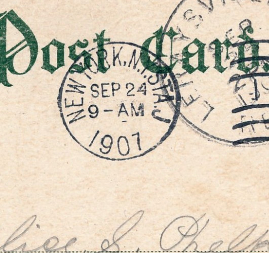 NEW YORK, N.Y. STA. J INTERNATIONAL WAVY LINE MACHINE CANCEL. 1907. DPO.