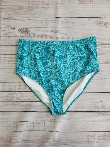 New BLOOMCHIC US 18-20 Turquoise 2 Piece Paisley Twist Front Swim Dress Women - Picture 11 of 16