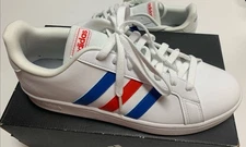 Size 10.5 - Adidas Grand Court Base White Blue Active Red, EE7901, Brand New Box