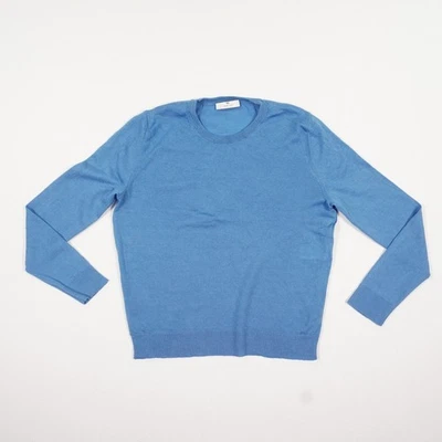 Peter Hahn Damen Pullover Gr. 38 Blau Schurwolle Merino Feinstrick Rundhals Lang - Bild 1 von 4