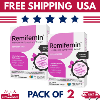 Remifemin Menopause Relief Estrogen Free 120 Tablets Black Cohosh - 2 Pack