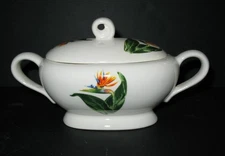 SANTA ANITA WARE FLOWERS OF HAWAII BIRD OF PARADISE  Sugar Bowl & Lid  1949