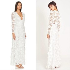 LoveShackFancy Bridal Sylvester Lace Guipure Plunge V Wedding Gown Size 14 NWT