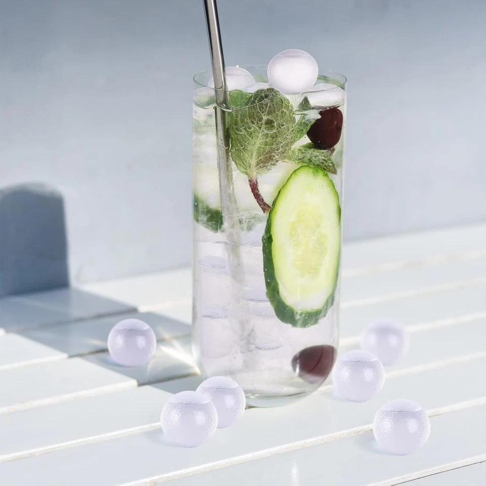 100P Reusable Clear Plastic Ice Cubes for Drinks, Non-Diluting, BPA-Free, Round - Image 4 of 4