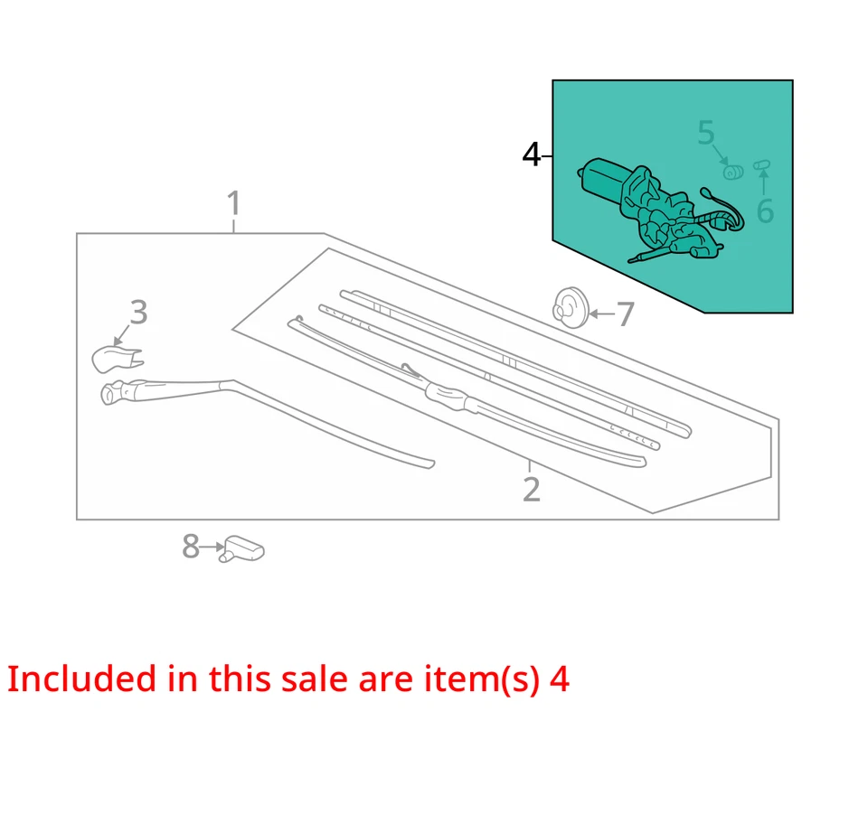 Motor limpiaparabrisas trasero Acura MDX 2004 OEM 134 k millas - LKQ427189360 Foto 4 de 4