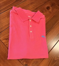 New Tommy Bahama Island Zone Polo Shirt Mens L Short Sleeves Supima Cotton Pink