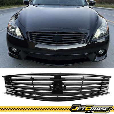 Fits 08-15 Infiniti G37 Q60 Coupe OE Style Front Bumper Upper Grille Gloss Black