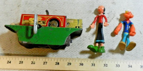 Marx Popeye & Olive Oyl Windup Handcar, O Gauge, Works - parts or restore (C)