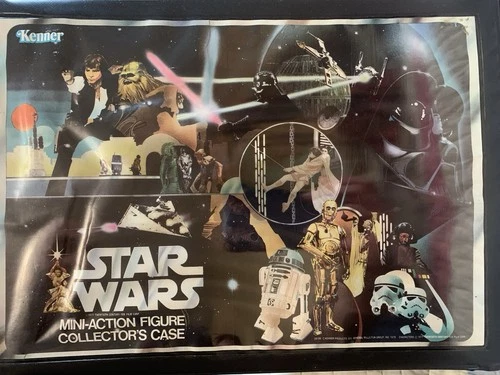 Star Wars Vintage Vinyl Collectors Carrying Case with Figures Accessories Lot