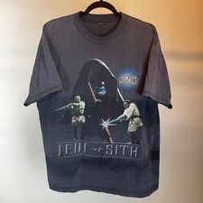 Vintage 1999 Star Wars Episode 1 Phantom Menace Jedi vs Sith T Shirt XL Faded