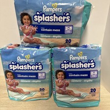 Qty Of 3 60 Total Pampers Splashers Disposable Swim Diapers Size S, 13-24 lb New