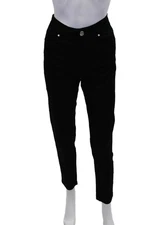 Flavia Costani Womens Cotton Rhinestone Detail Skinny Leg Pants Black Size 42