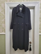 Astraka Black Full Length Pure New Wool Coat, Size 18
