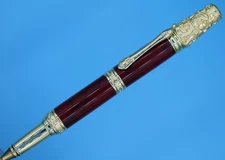 Victorian Antique Twist Pen in 24kt Gold Plating with Tru-Stone Red Jasper