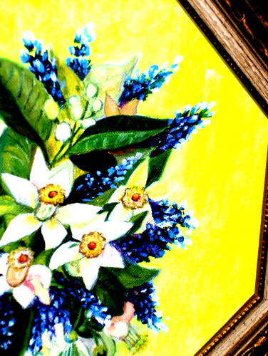ORIGINAL Bluebonnet Royal Bouquet TX Pink Flowers Antique Oil Paining Vintage