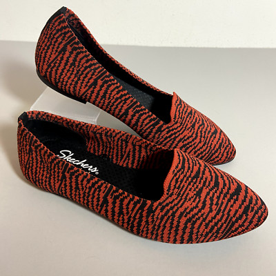 Skechers Cleo Ballet Flats Womens Size 8 Zebra Comfort Memory Foam Red Black